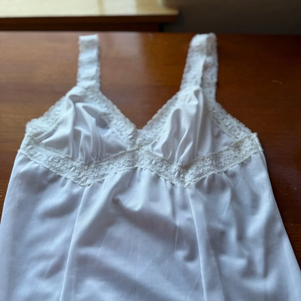 Vintage 60s French Maid Long Lingerie Slip Dress Lace S Feminine - Picture 10 of 13
